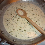 Creamy garlic sauce.