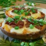 Potato halves on a plate ready to eat.