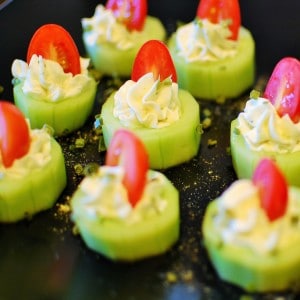 Stuffed cucumber bites image.
