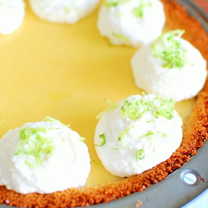 Close-up of Key Lime Pie. 