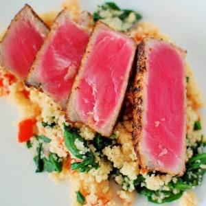 Couscous and Spinach, Ahi Tuna