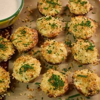 Mini crab bites on a platter ready to eat.