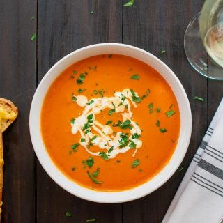 tomato bisque in a bowl
