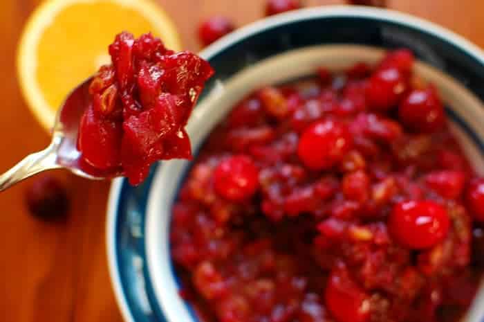 Spoonful of cranberry sauce.