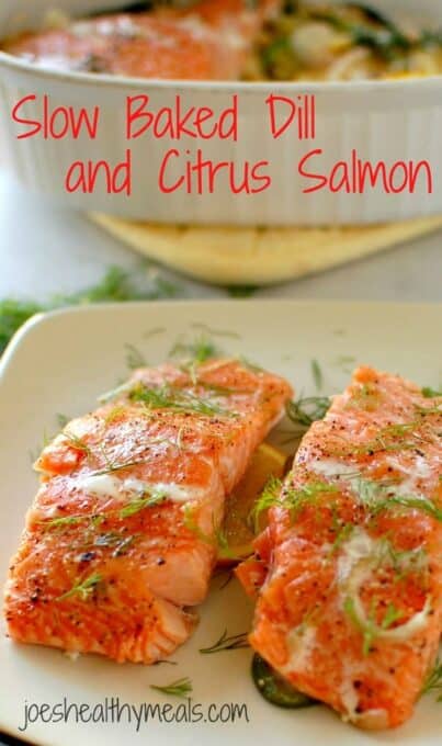Slow baked dill and citrus salmon collage.