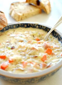 Ham wild rice soup. Easy wild rice soup for these cool winter days. | joeshealthymeals.com