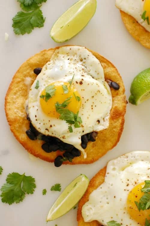 "Black bean and egg tostada."