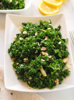 Lemony curly kale salad. This substantial salad is nutritious and tasty. | joeshealthymeals.com