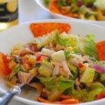 Bowl of Tex-Mex chopped chicken salad.