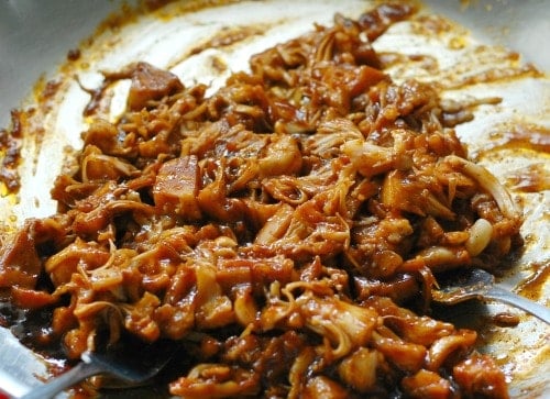 Shredded BBQ jackfruit.