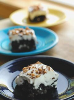Chocolate caramel poke cake. A picture is worth a thousand words. | joeshealthymeals.com