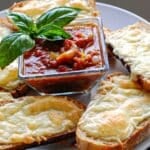 Cheesy Italian dunking toasts with marinara sauce.