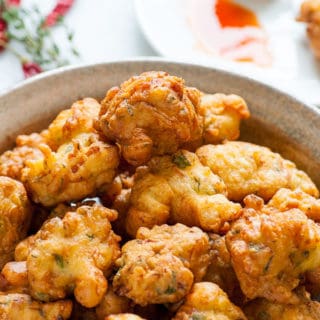Codfish fritters in a bowl.