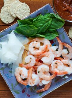 Shrimp cocktail with pickled daikon radish. Mix up some homemade cocktail sauce and treat yourself to some delicious shrimp. | joeshealthymeals.com