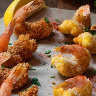Oven baked breaded butterfly shrimp. Tasty and much less calories than deep fried. | joeshealthymeals.com
