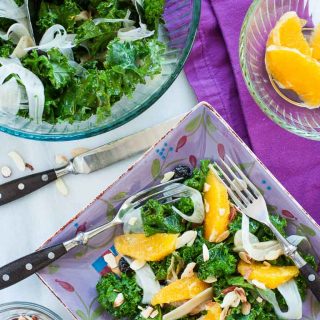 Kale fennel salad with orange balsamic dressing. | joeshealthymeals.com