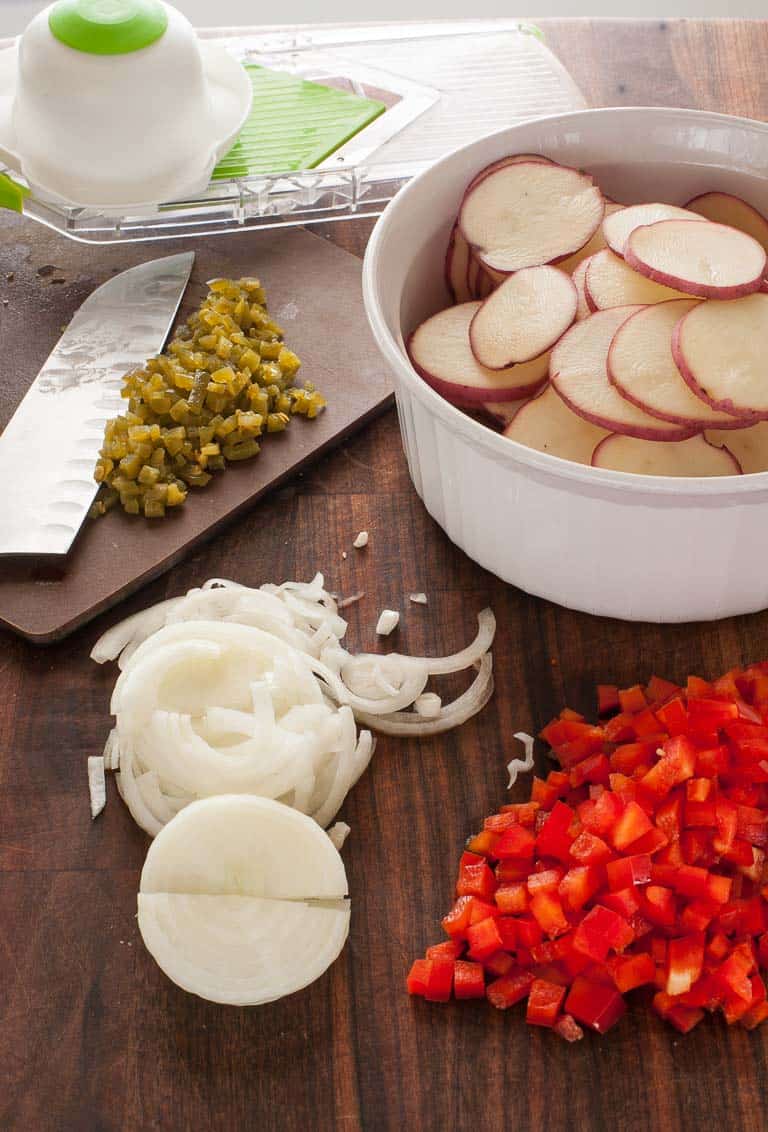 Ingredients to make the potato dish.