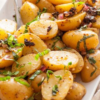 Pressure cooker warm potato salad. | joeshealthymeals.com