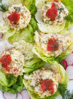 Smoked salmon egg salad lettuce wraps. | joeshealthymeals.com