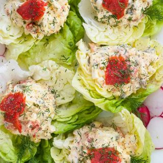 Smoked salmon egg salad lettuce wraps. | joeshealthymeals.com