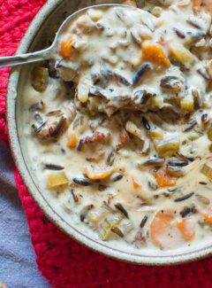 Vegetable wild rice soup with mushrooms cooked in an Instant Pot pressure cooker. This is packed with flavor. | joeshealthymeals.com