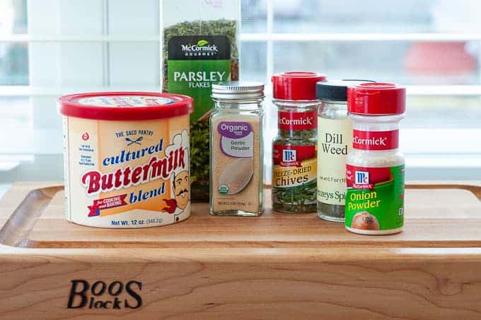 Ranch dressing ingredients for ranch baked chicken breasts.