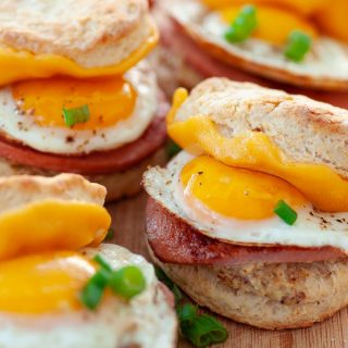 Breakfast sandwich recipe with buttermilk biscuits.