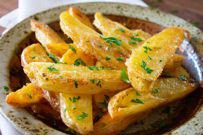 Bowl of oven fries.