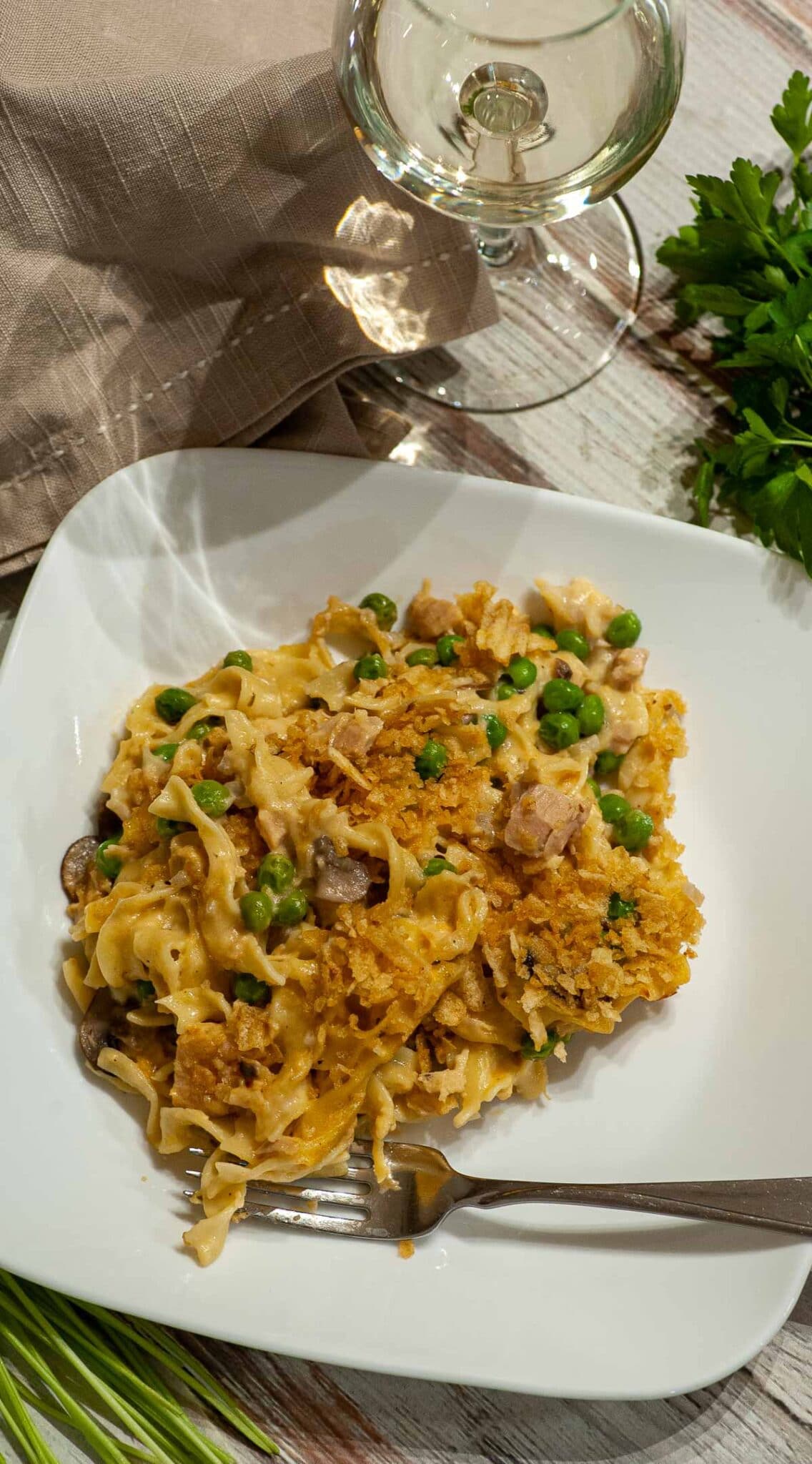 "Cheesy Tuna Noodle Casserole Recipe".